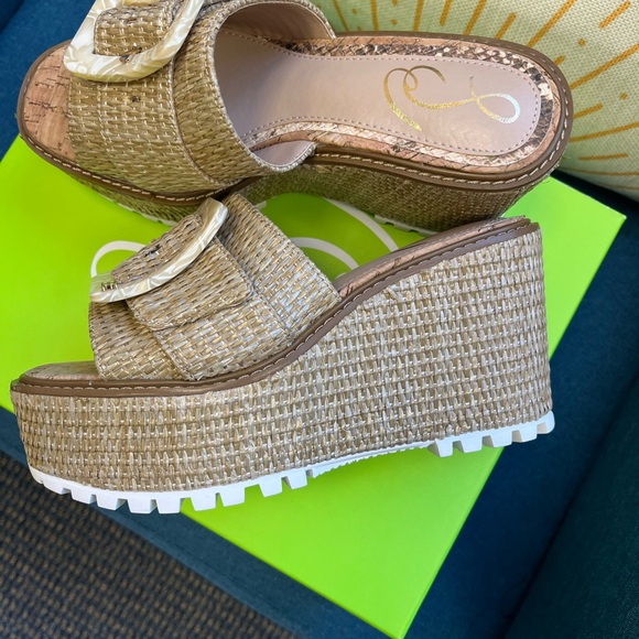 Sam Edelman Livi Natural Raffia Wedges NEW - Picture 3 of 5